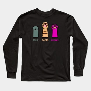 Rock Paper Scissors Colourful Cat Paws T-Shirt Long Sleeve T-Shirt